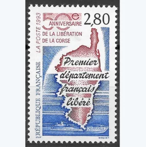 Timbre français 1993 Libération de la Corse YT 2829**