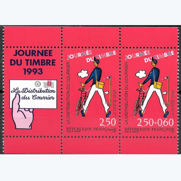 Timbre français 1993 Paire Distribution du courrier YT P N°2793A**