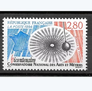 For sale, A vendre, En venta, 0,20 € Timbre français 1994 Conservatoire national des Arts et Métiers YT2904**. MNH. Sin charnela. Neuf sans trace de charnière.