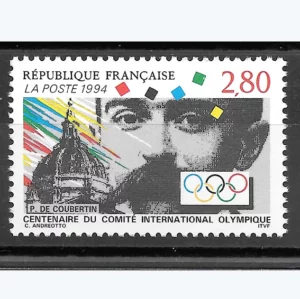 Timbre français 1994 P de Coubertin CIO YT N°2889**