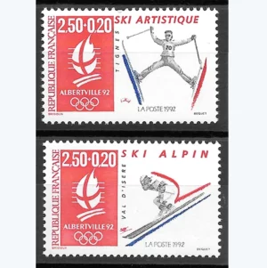 Timbres 1991 JO 92 Ski artistique et alpin YT 2709** et YT 2710**