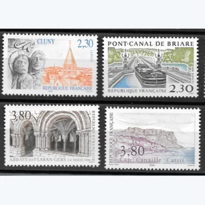 Timbres français 1990 Série touristique YT 2657** à YT 2660**