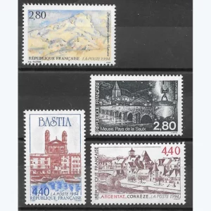 Timbres français 1994 Série touristique YT 2891** à YT 2894**