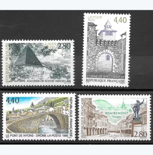 Timbres français 1995 Série touristique YT 2954** à YT 2957**