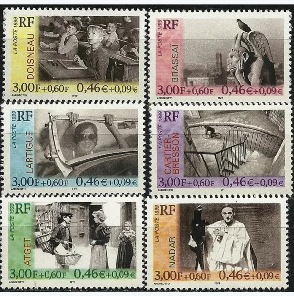 Timbres français 1999 Oeuvres photographes français YT3262 à YT 3267**