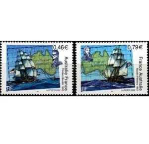 Timbre français 2002 Navigateurs Flinders et Baudin YT 3476** et YT 3477**