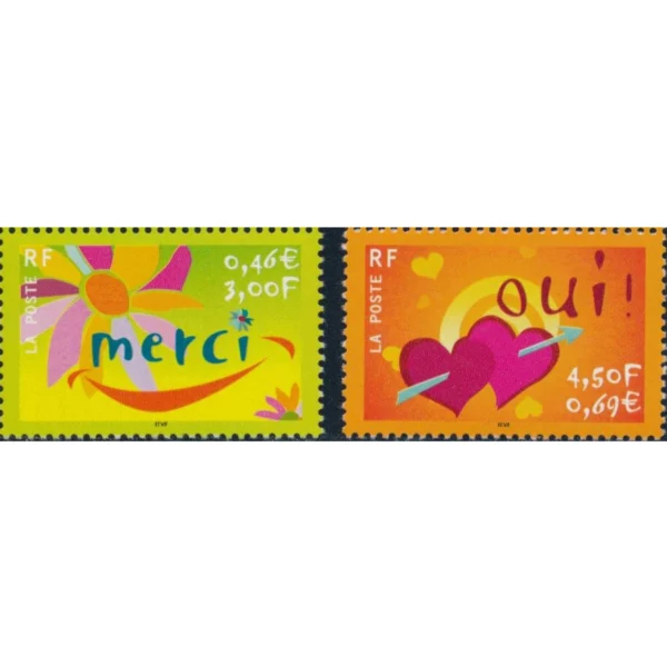 Timbres français 2001 Messages YT 3379 et YT 3380**