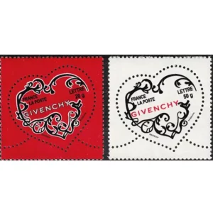 Timbres français 2007 Coeur Givenchy YT 3996** et YT 3997**