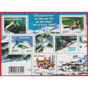 Feuillet français 2009 Ski alpin YT 4329** à YT 4333**