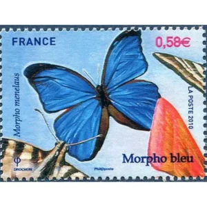 Timbre français 2010 Morpho bleu YT 4497**