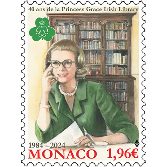 Timbre Monaco 2024 Bibliothèque irlandaise Princesse Grâce