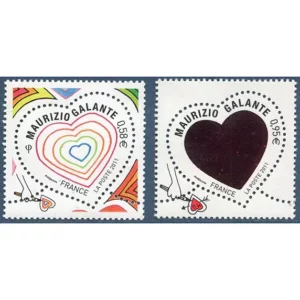 Timbres français 2011 Coeur St Valentin YT 4528** et YT 4529**