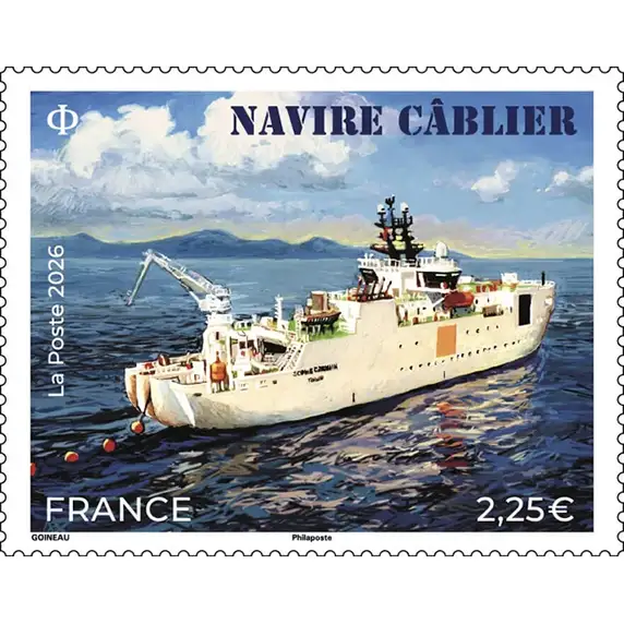 Timbre français 2026 Navire câblier